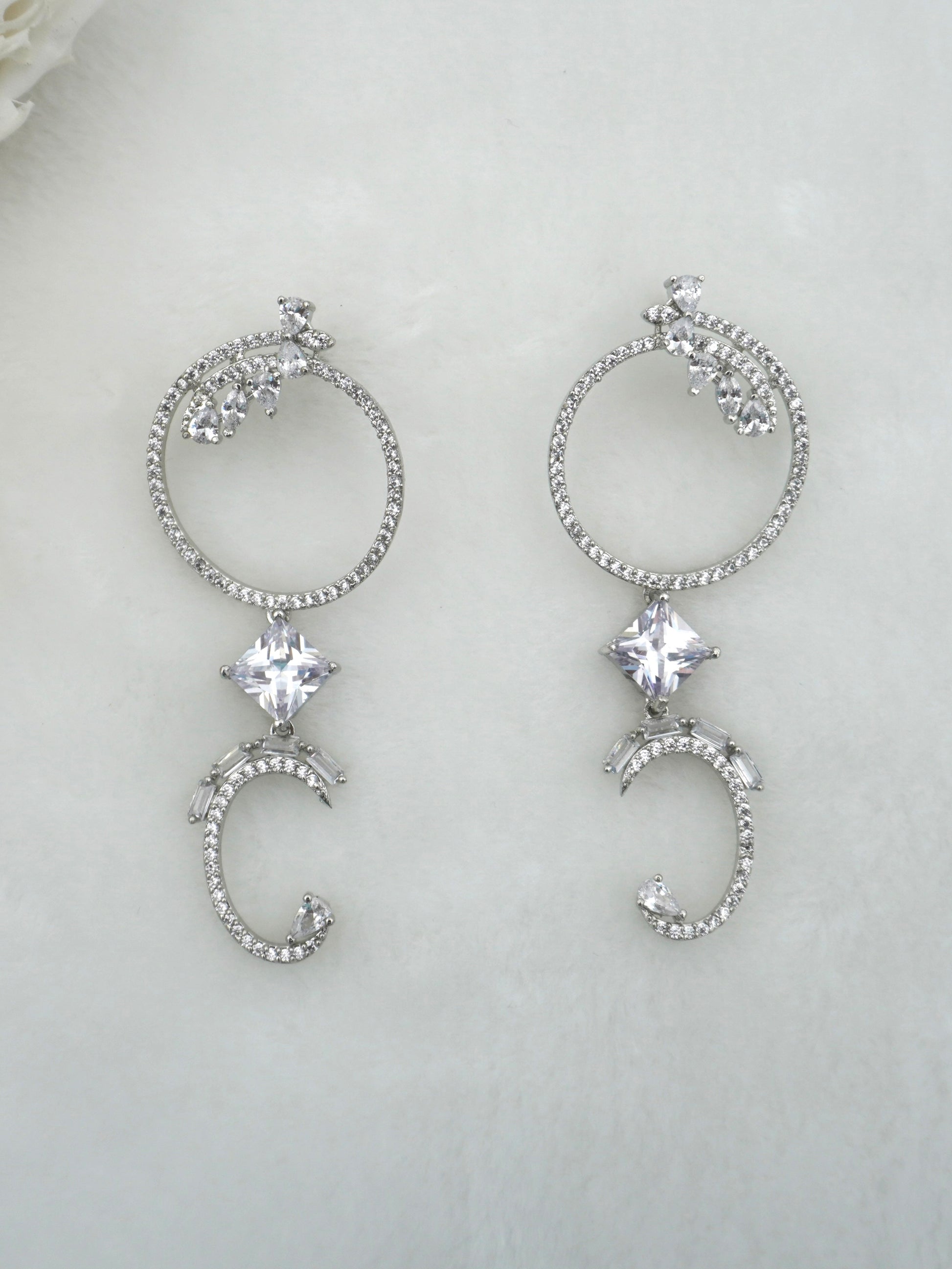 WHITE AMERICAN DIAMOND EARRINGS FOR WOMEN | JEWELS OF IVA