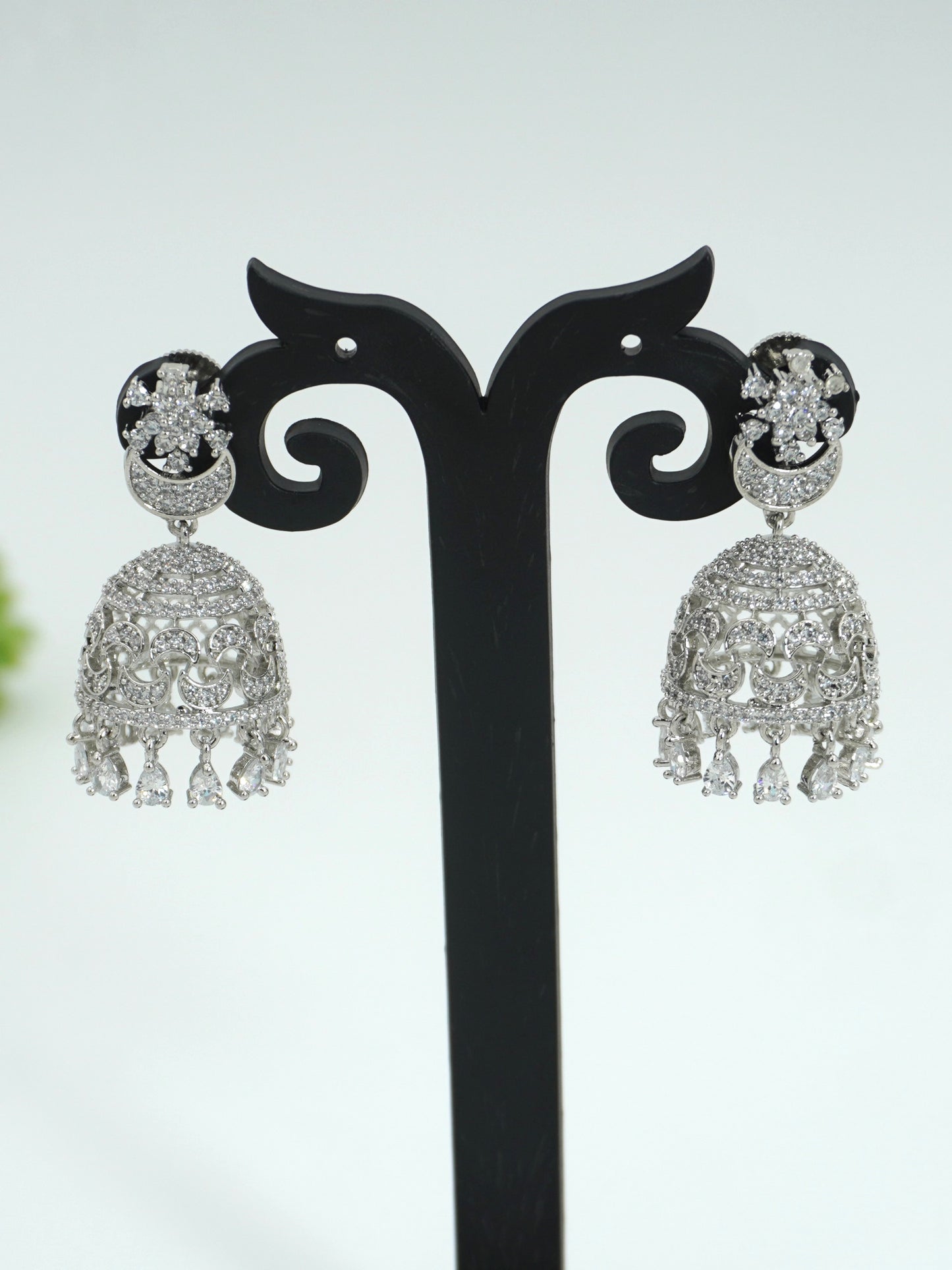 WHITE ADYA ZIRCONIA JHUMKIS