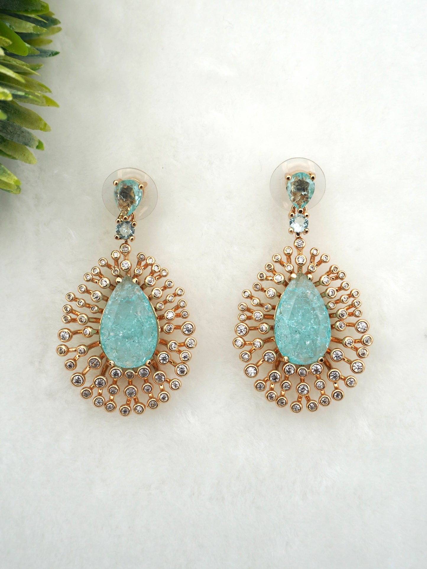 TURQUOISE MEGAN ZIRCONIA EARRINGS