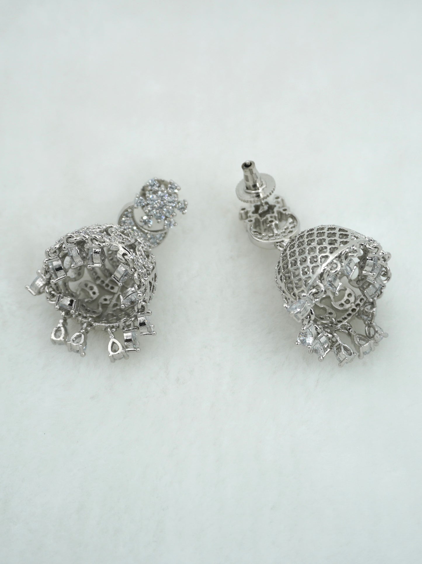 WHITE ADYA ZIRCONIA JHUMKIS