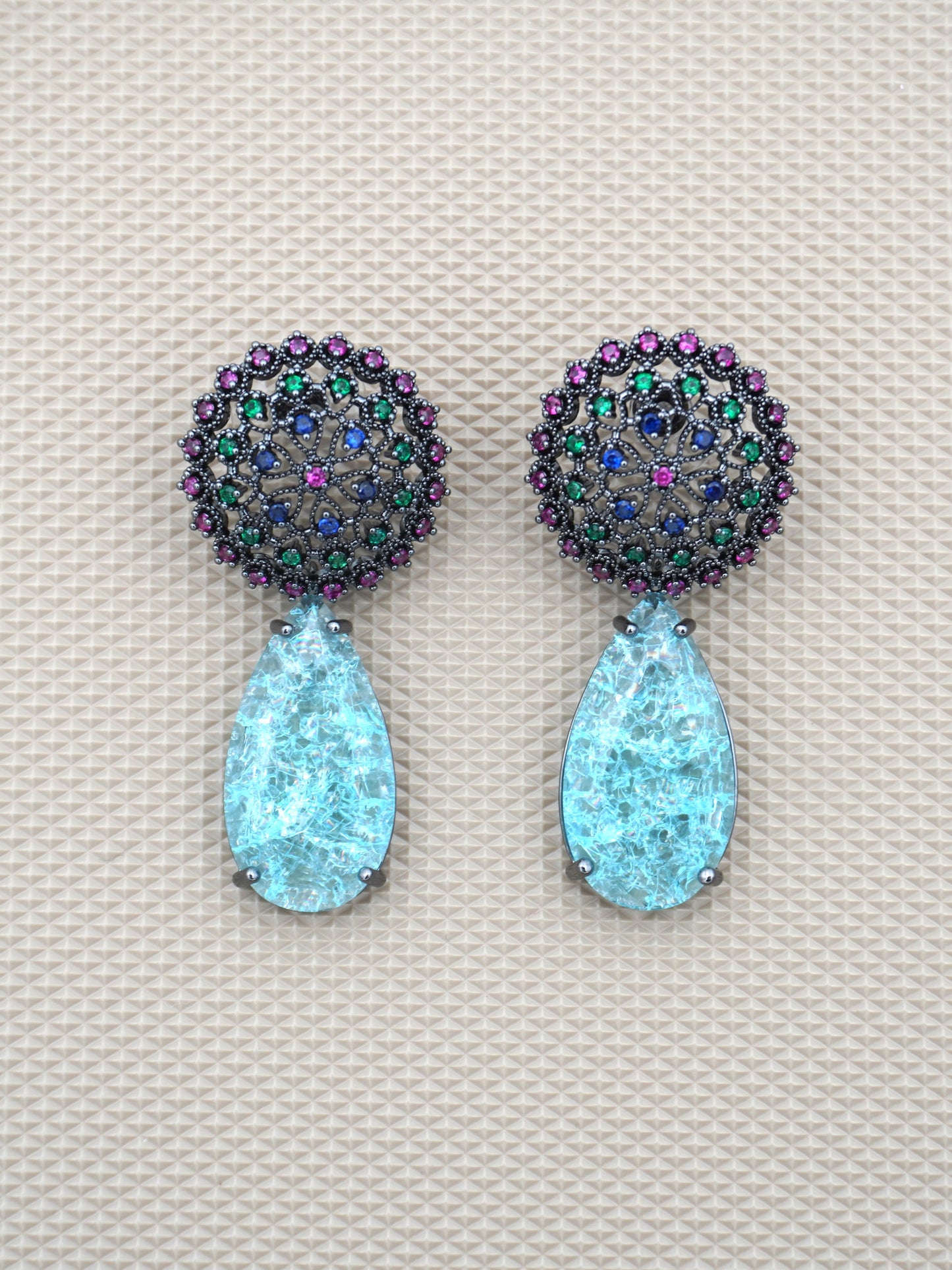 TURQUOISE REMY ZIRCONIA EARRINGS