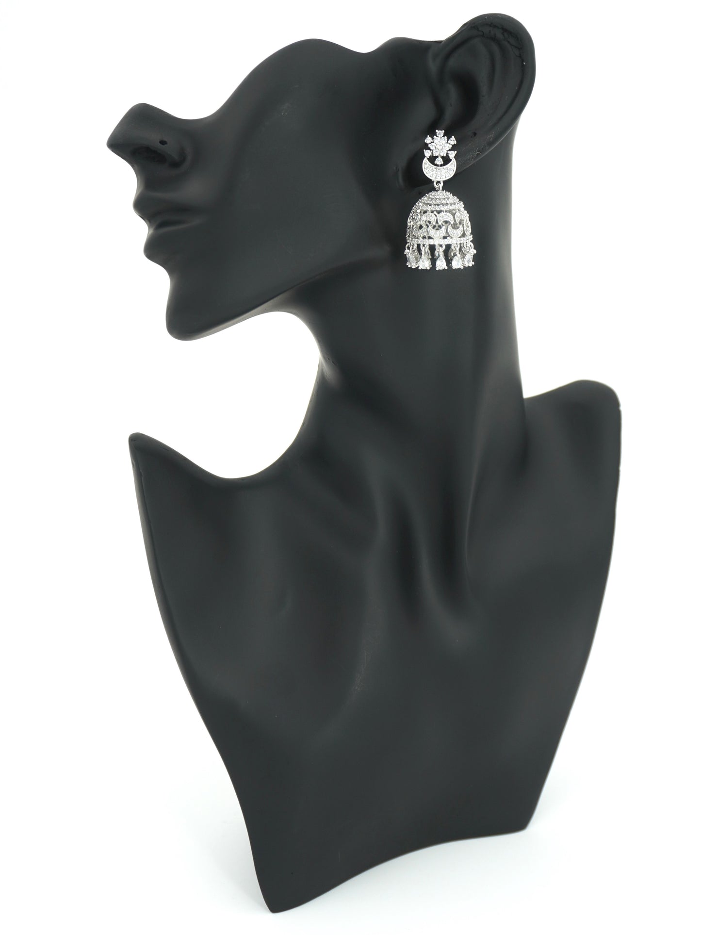 WHITE ADYA ZIRCONIA JHUMKIS