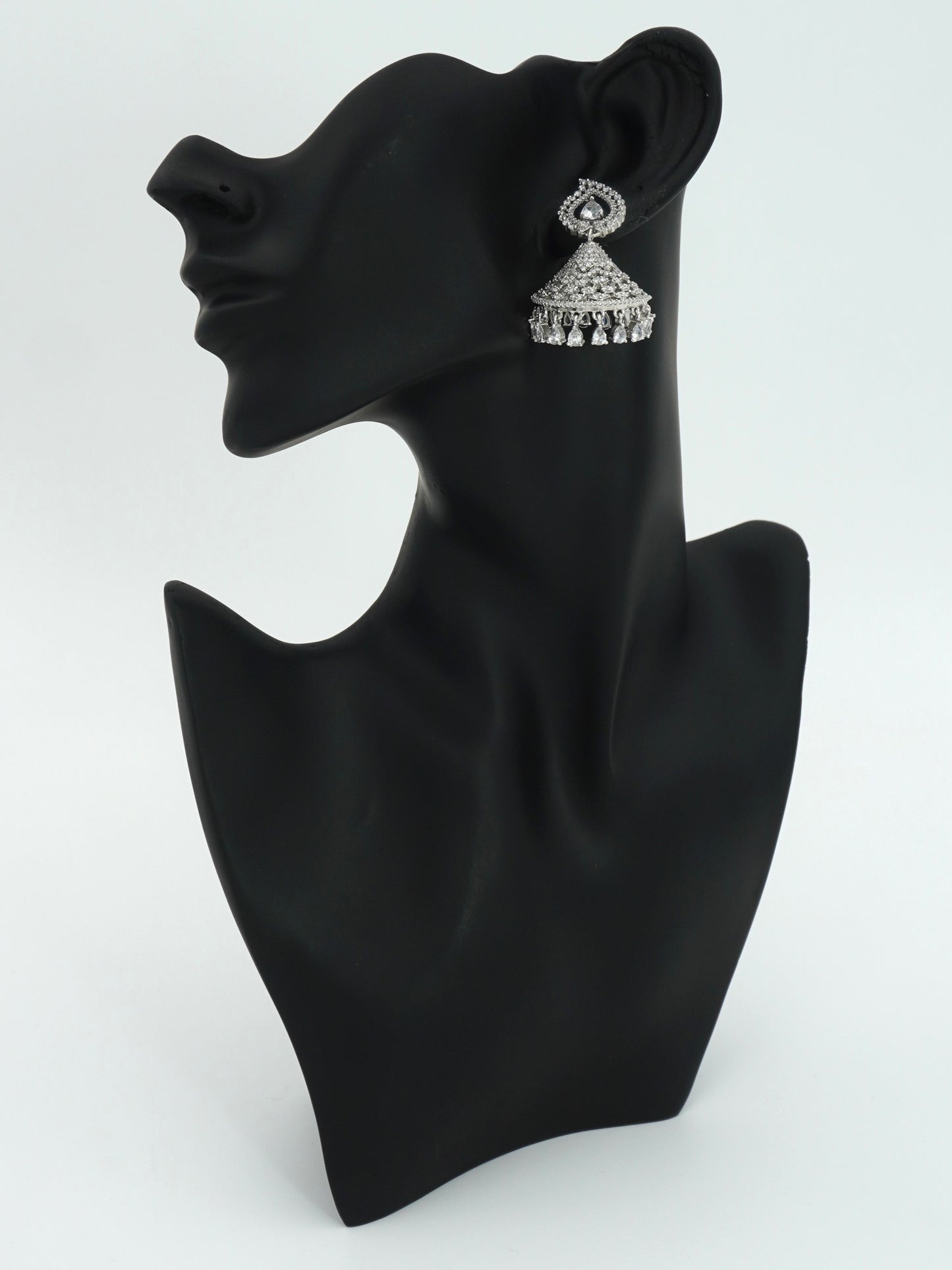 WHITE SARA ZIRCONIA JHUMKIS