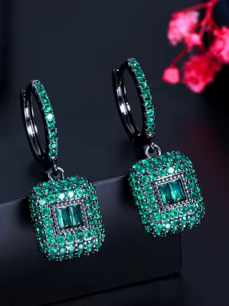 GREEN BECCA ZIRCONIA EARRINGS