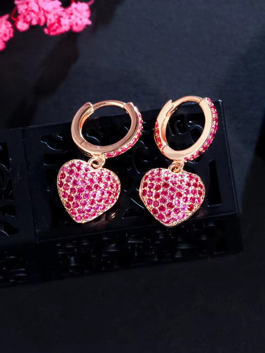 RUBY CORDATE ZIRCONIA EARRINGS