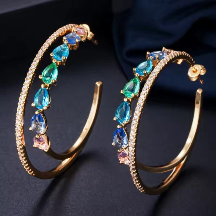 MULTICOLOR HARPER2 ZIRCONIA EARRINGS