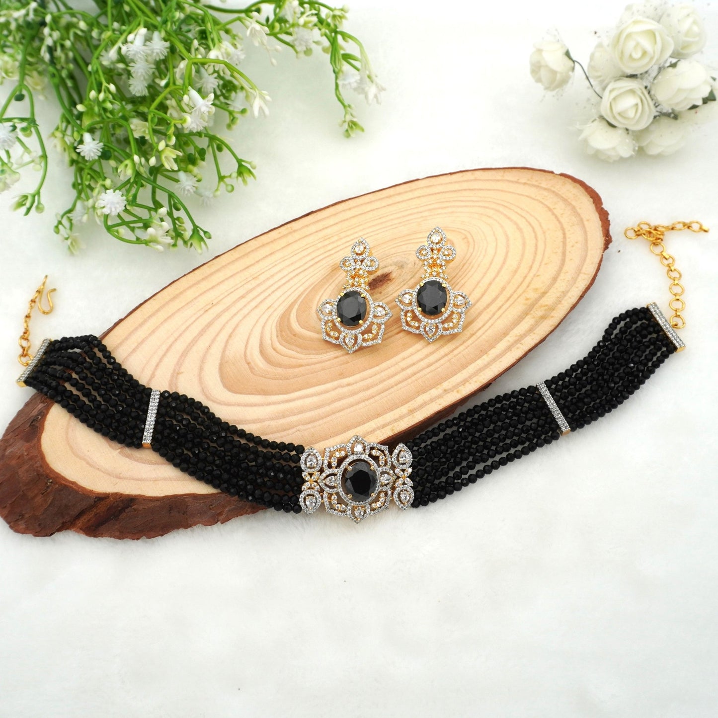 BLACK JESSICA CHOKER SET - Jewels of Iva