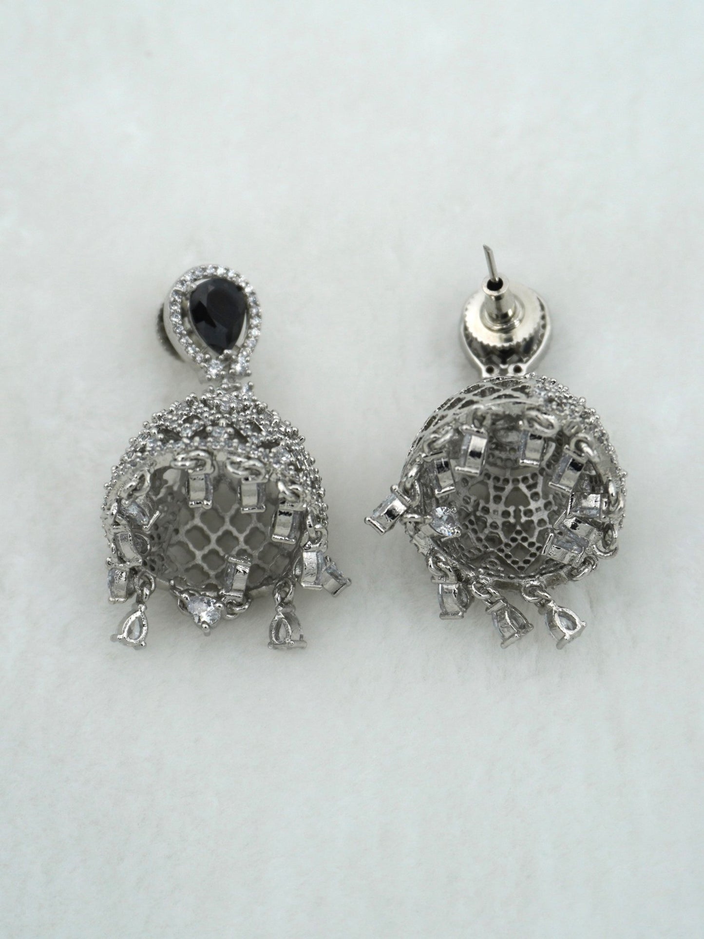 BLACK MAYA ZIRCONIA JHUMKIS - Jewels of Iva
