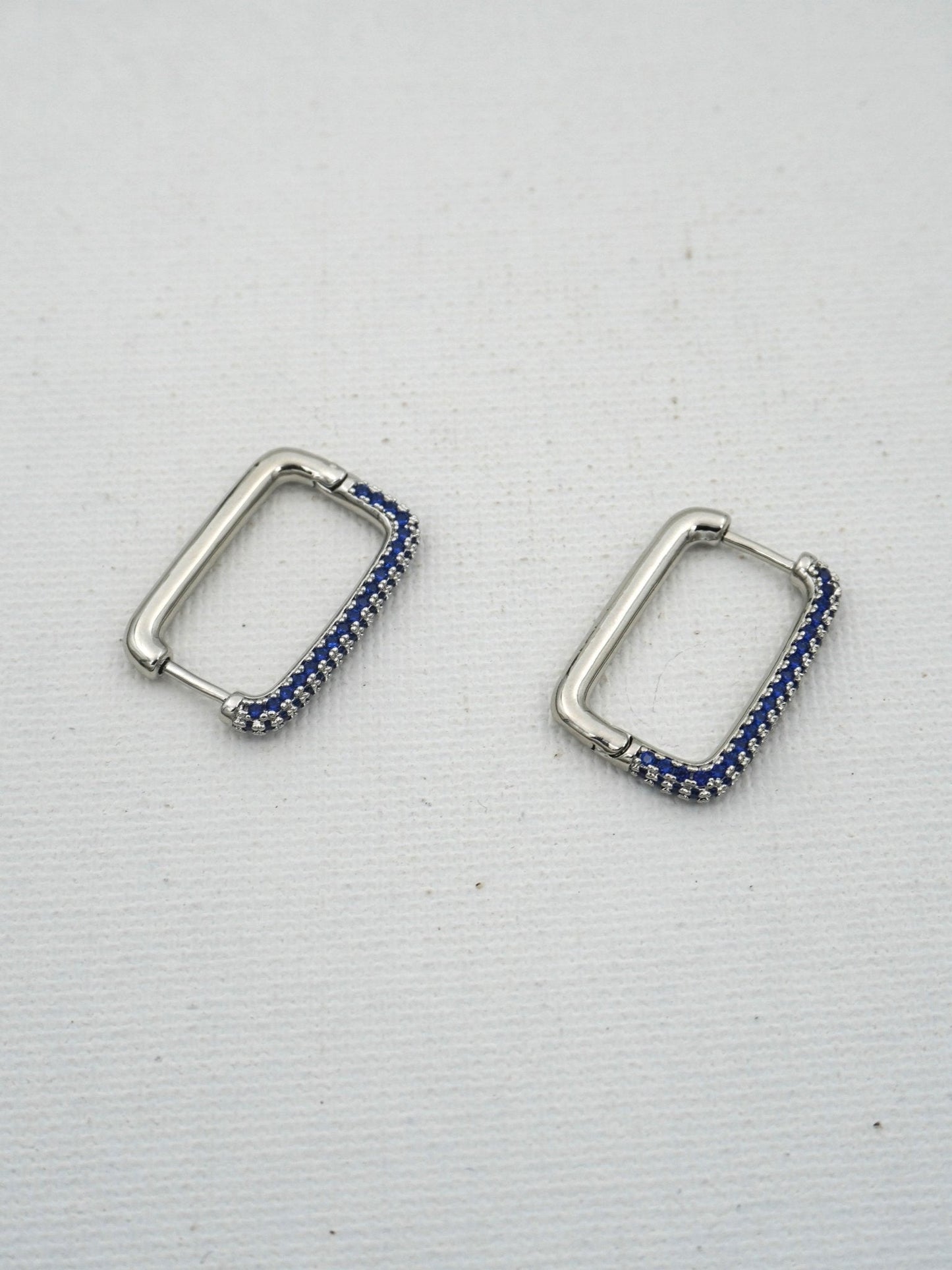 BLUE OBLONG ZIRCONIA EARRINGS - Jewels of Iva