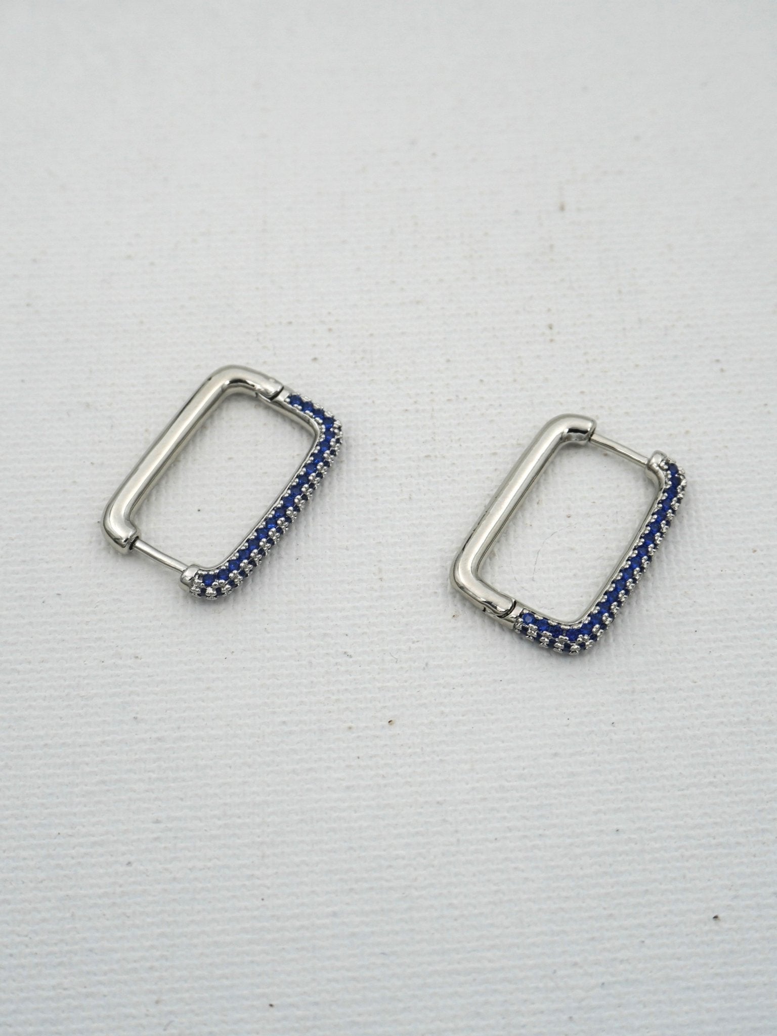 BLUE OBLONG ZIRCONIA EARRINGS - Jewels of Iva