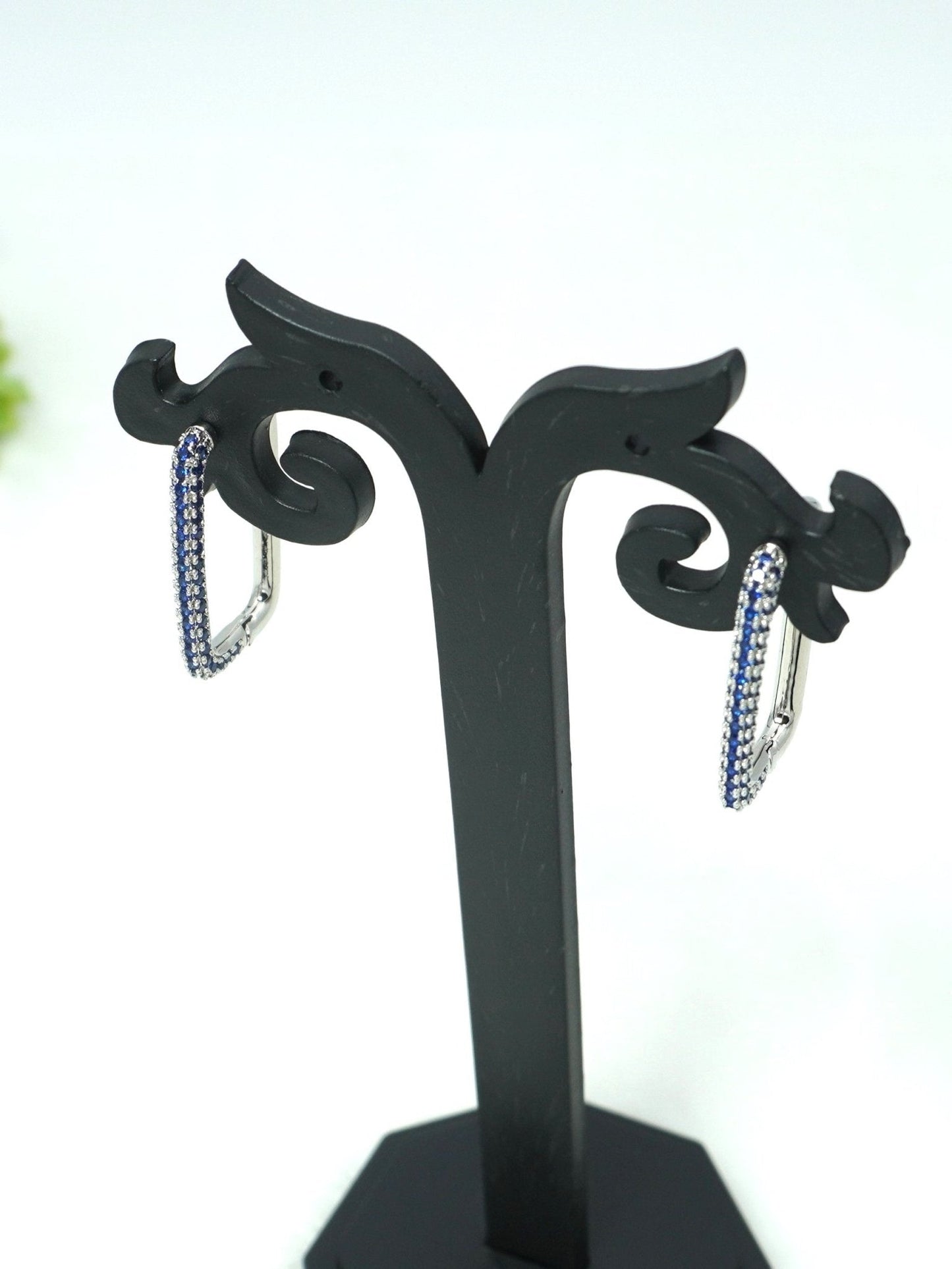 BLUE OBLONG ZIRCONIA EARRINGS - Jewels of Iva