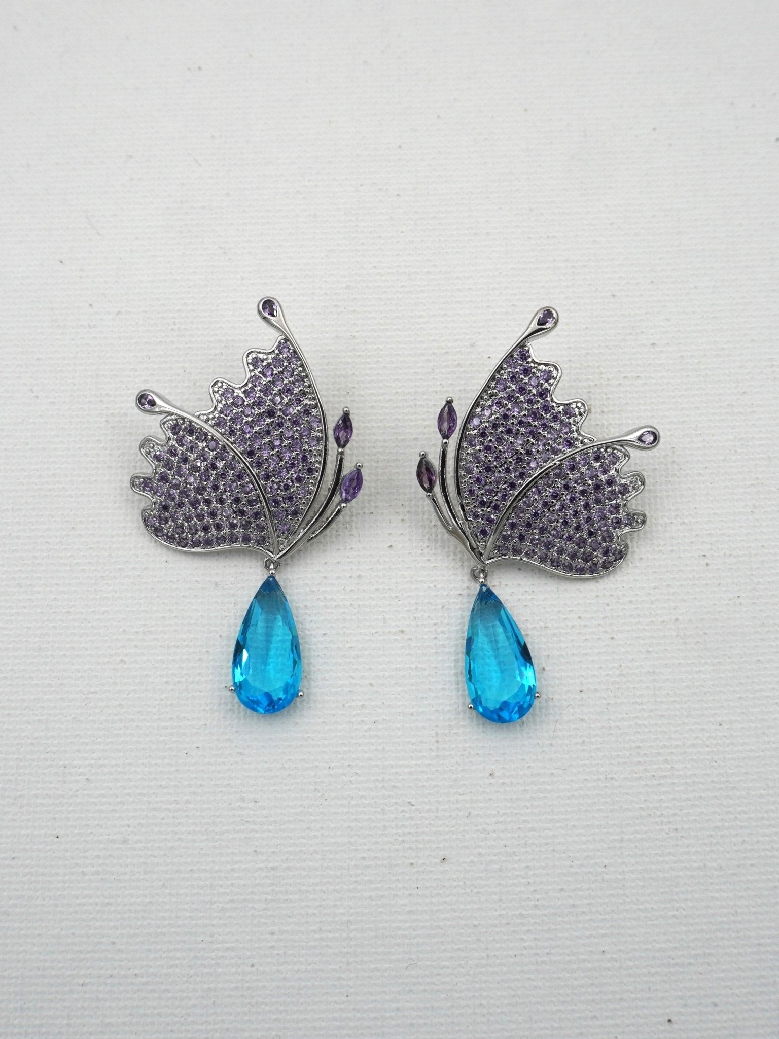 BLUE ROSALIE ZIRCONIA EARRINGS - Jewels of Iva