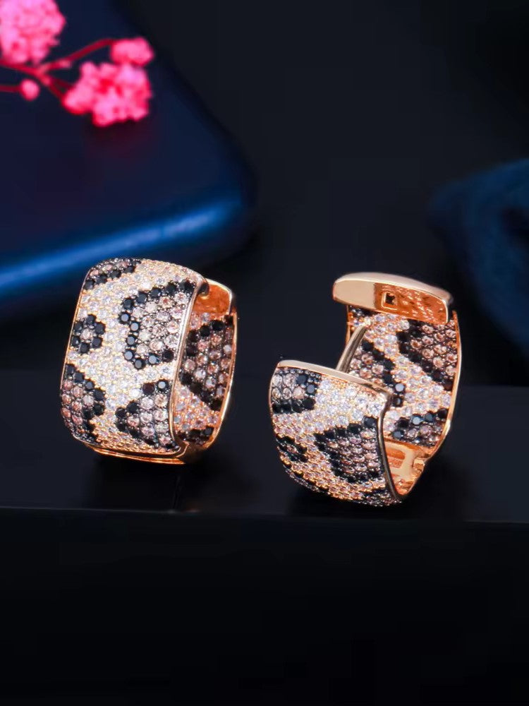 GOLD LEOPARD2 ZIRCONIA EARRINGS