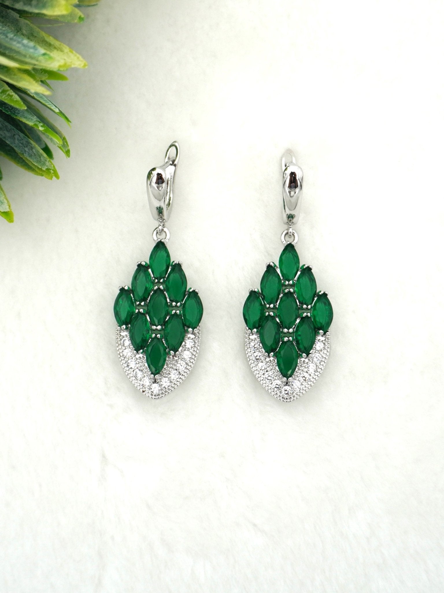 GREEN ADINA ZIRCONIA EARRINGS - Jewels of Iva