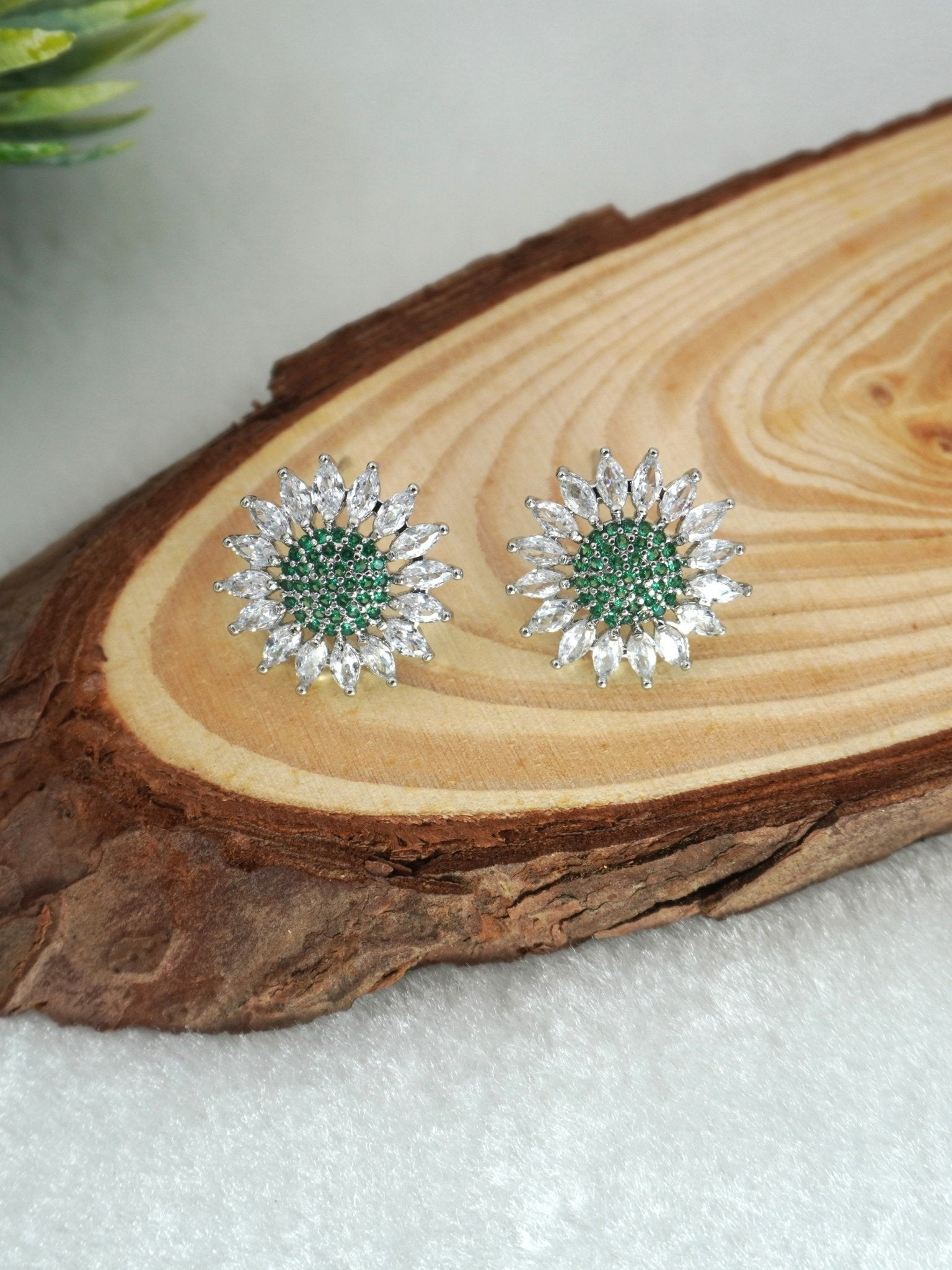 GREEN ASTER ZIRCONIA STUDS - Jewels of Iva