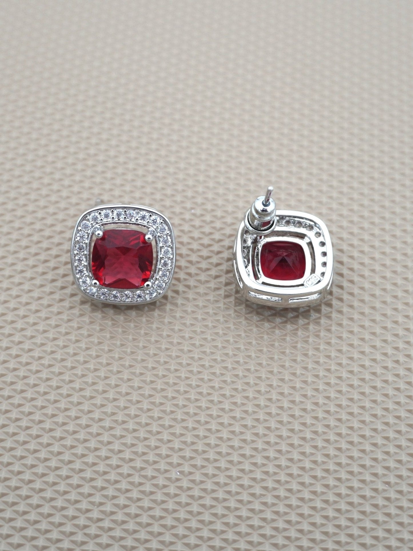RED CORA ZIRCONIA STUDS - Jewels of Iva