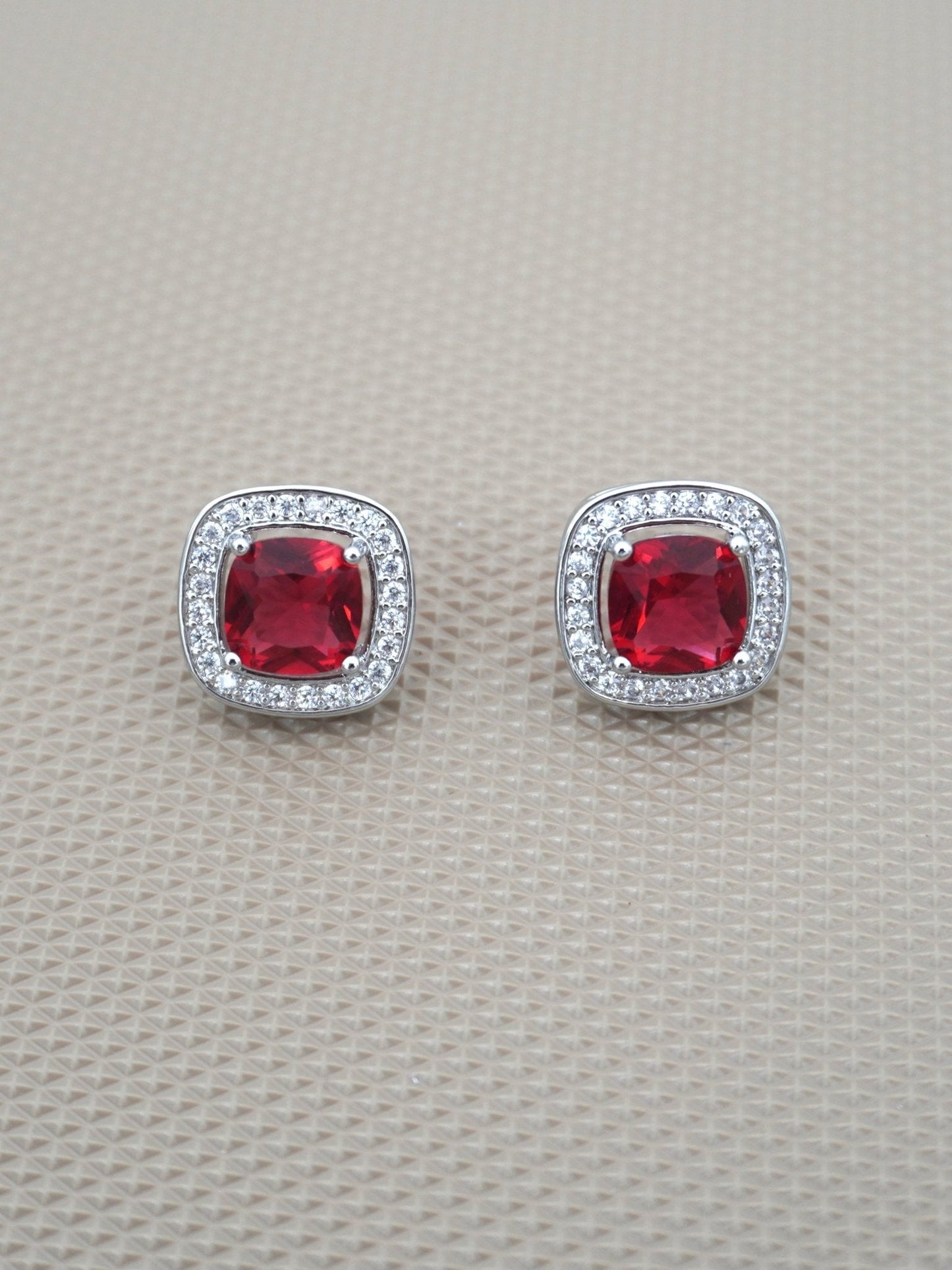 RED CORA ZIRCONIA STUDS - Jewels of Iva