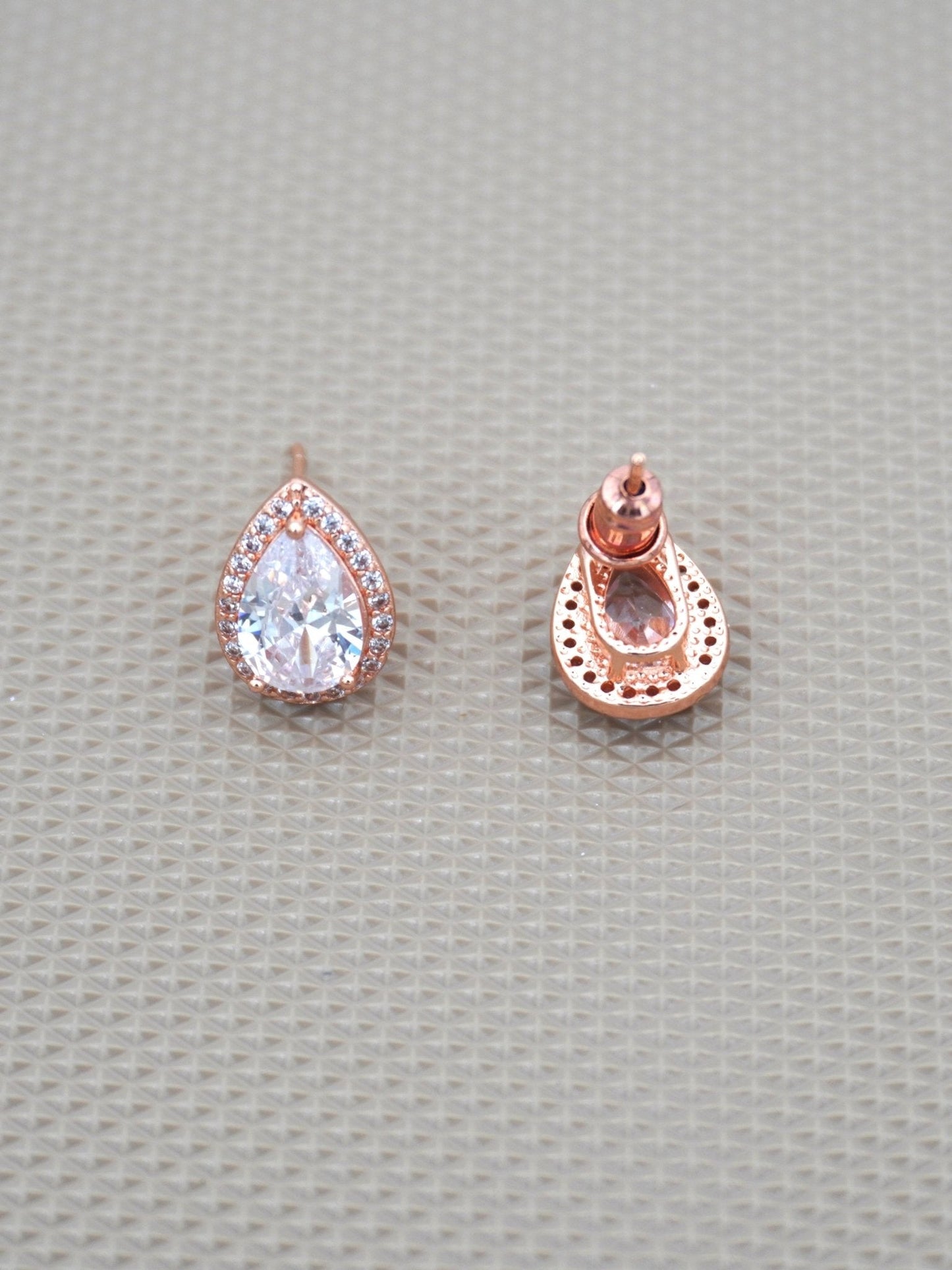 ROSE GOLD CADY ZIRCONIA STUDS - Jewels of Iva