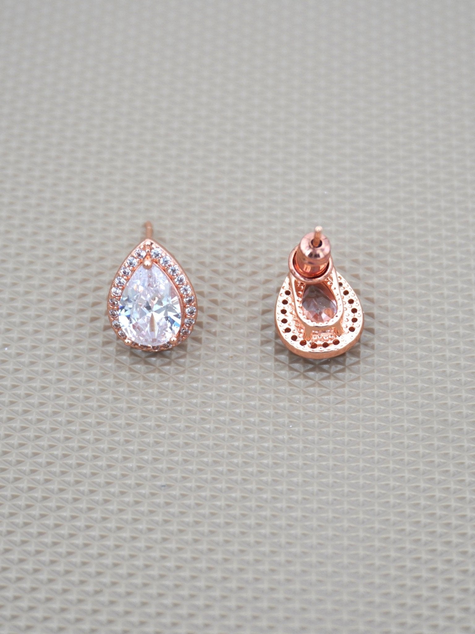 ROSE GOLD CADY ZIRCONIA STUDS - Jewels of Iva