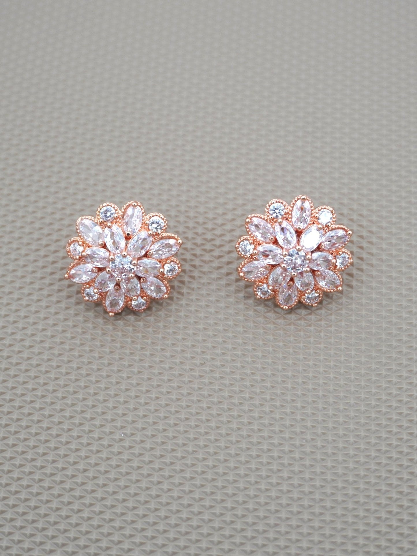 ROSE GOLD CALLA ZIRCONIA STUDS - Jewels of Iva