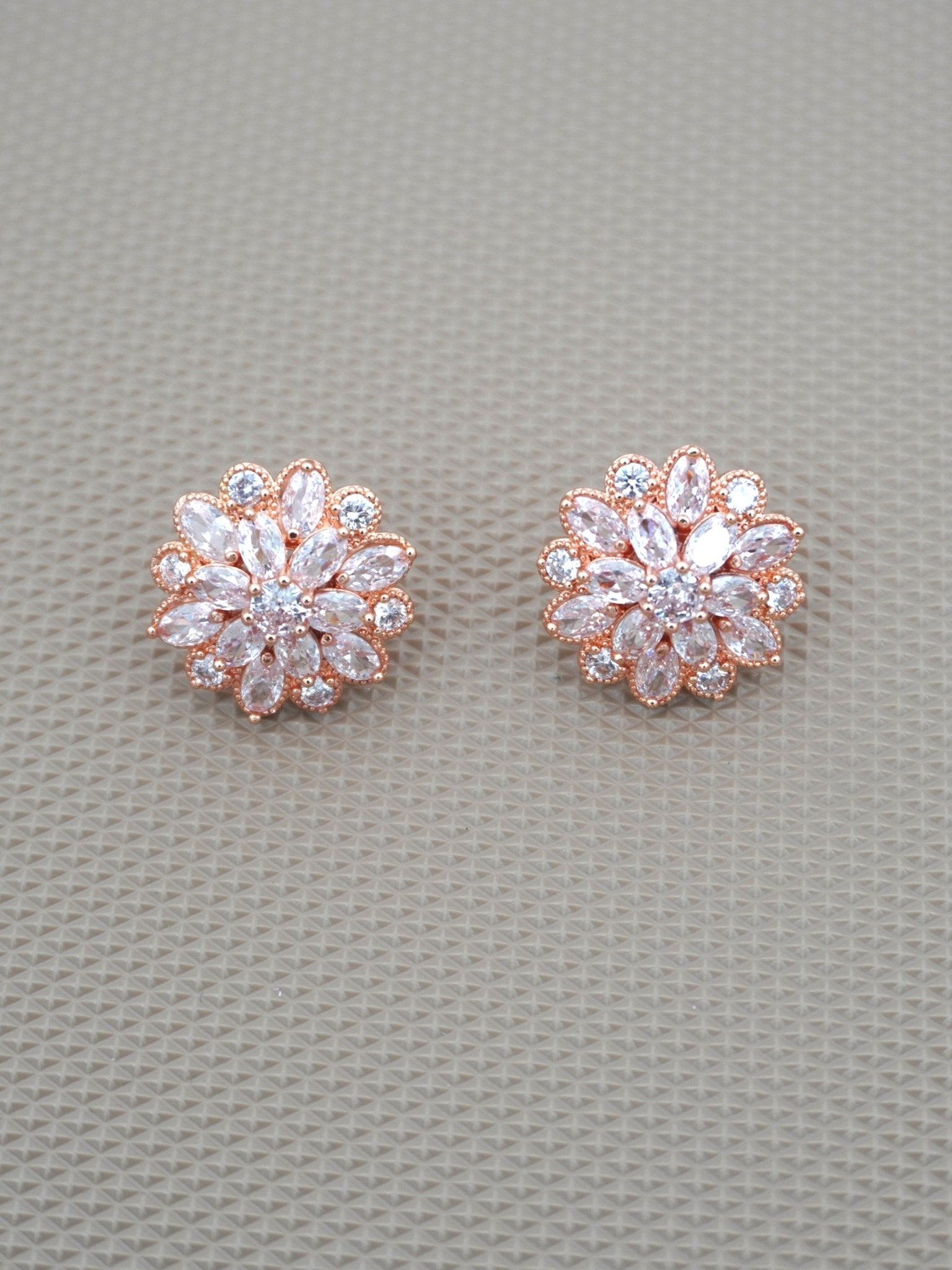 ROSE GOLD CALLA ZIRCONIA STUDS - Jewels of Iva