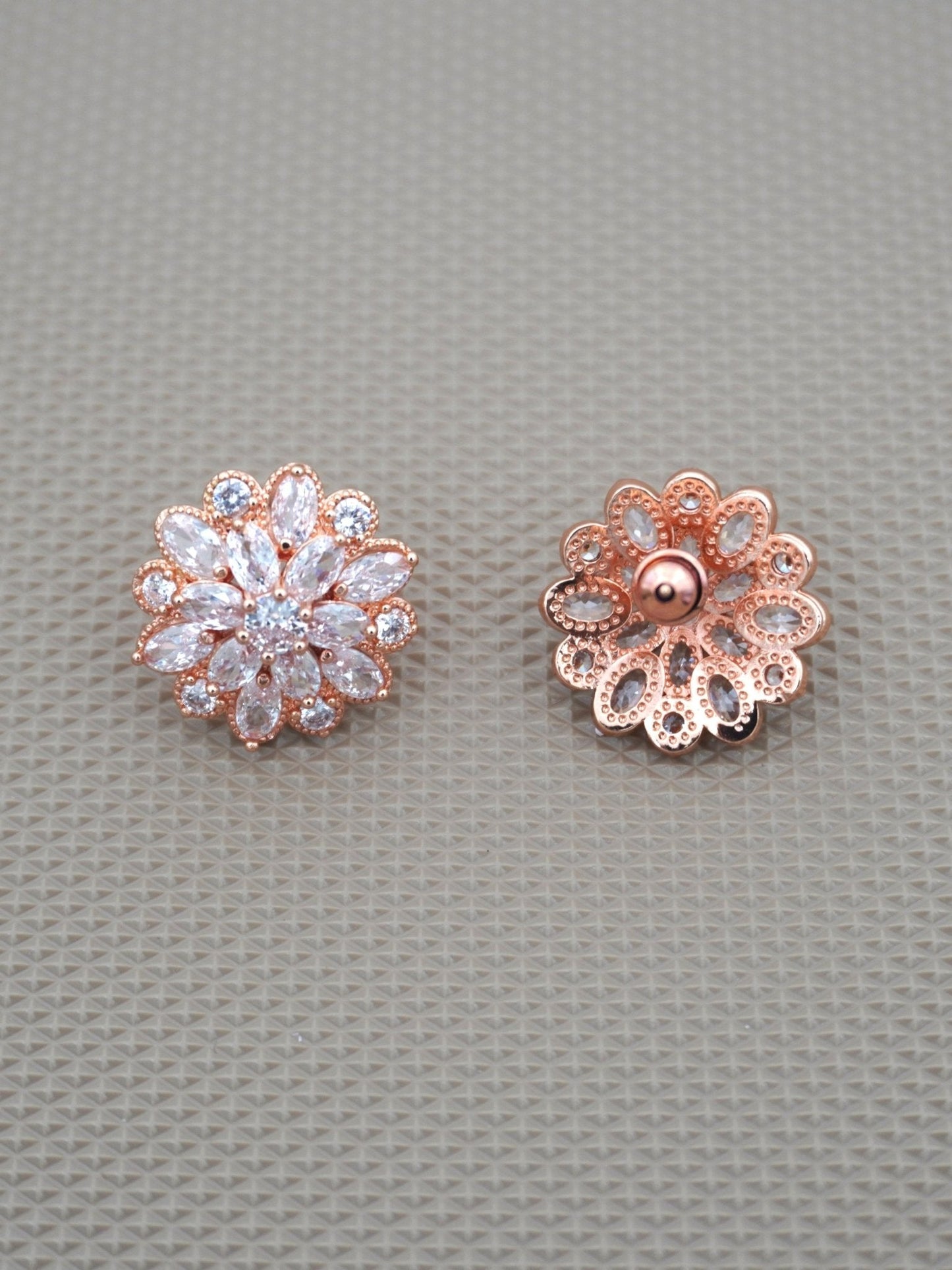 ROSE GOLD CALLA ZIRCONIA STUDS - Jewels of Iva