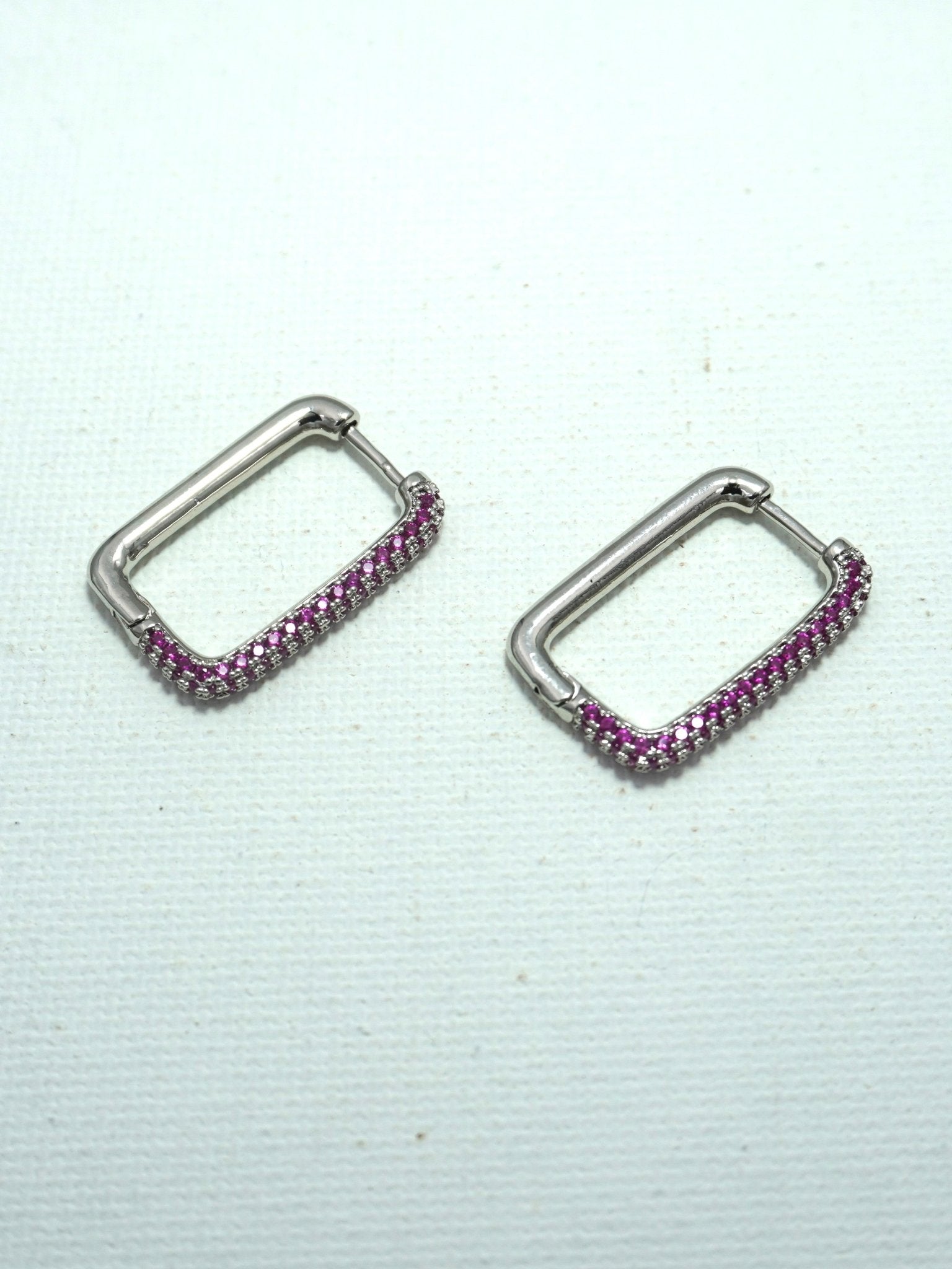 RUBY OBLONG ZIRCONIA EARRINGS - Jewels of Iva