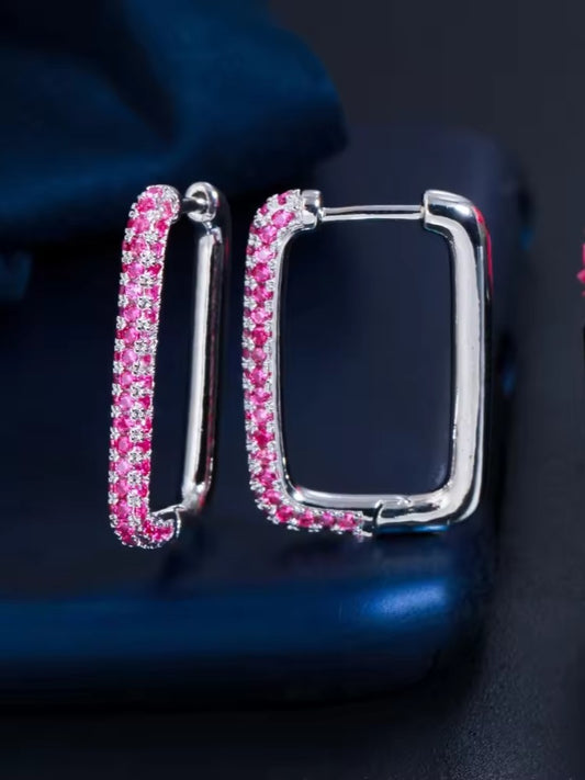 RUBY OBLONG ZIRCONIA EARRINGS