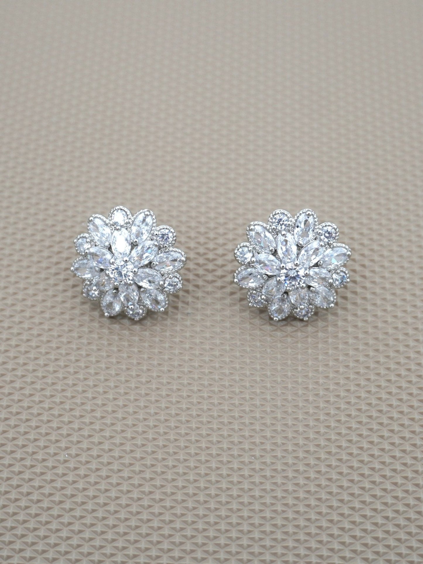 SILVER CALLA ZIRCONIA STUDS - Jewels of Iva