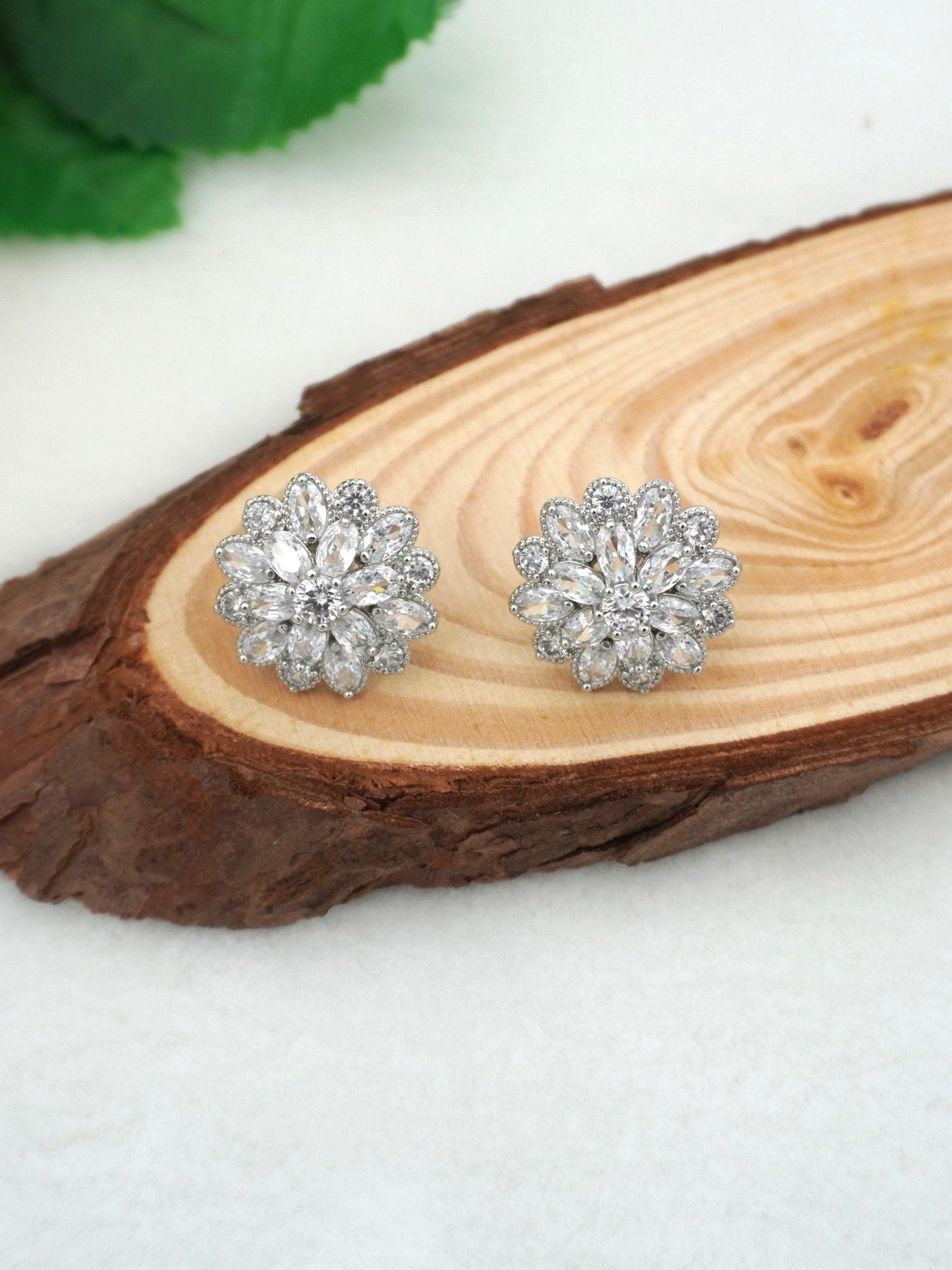 SILVER CALLA ZIRCONIA STUDS - Jewels of Iva