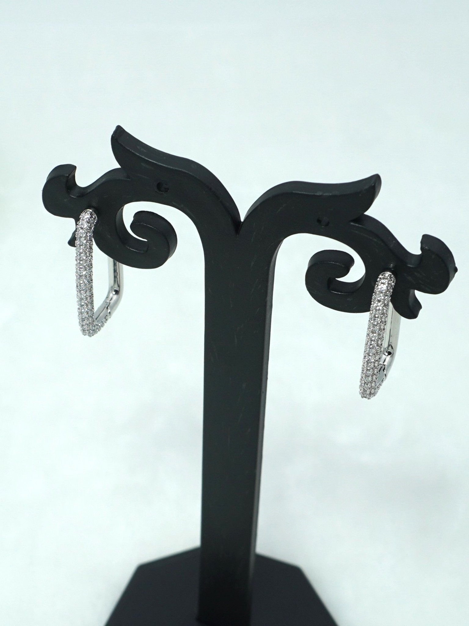 WHITE OBLONG ZIRCONIA EARRINGS - Jewels of Iva