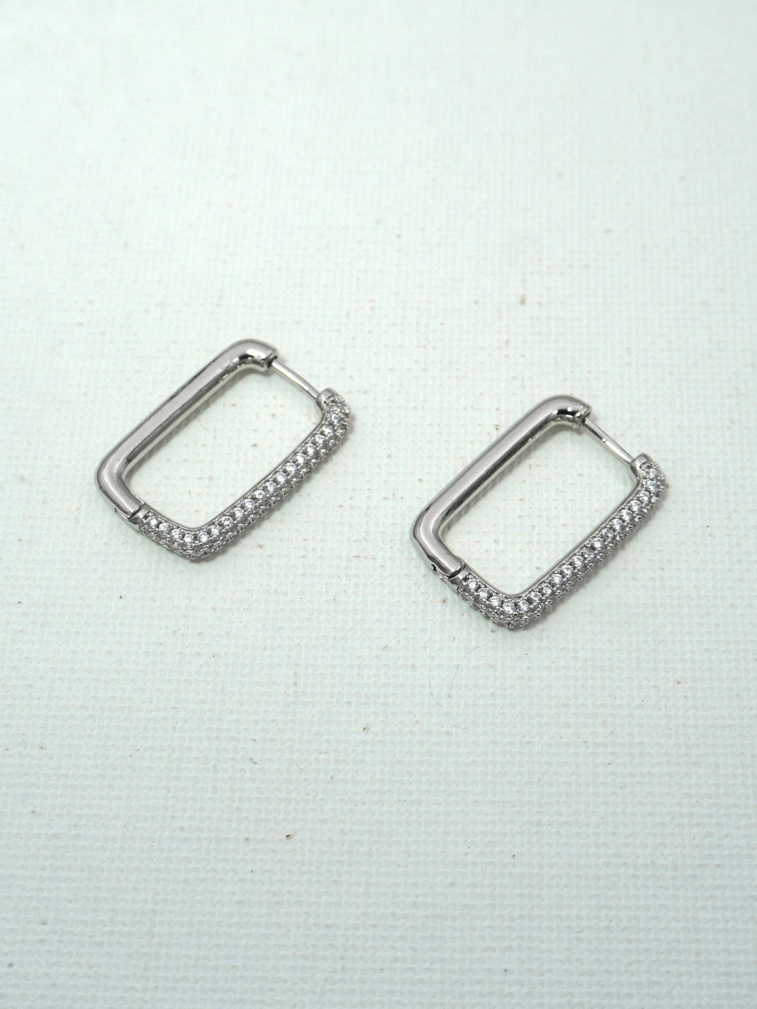 WHITE OBLONG ZIRCONIA EARRINGS - Jewels of Iva