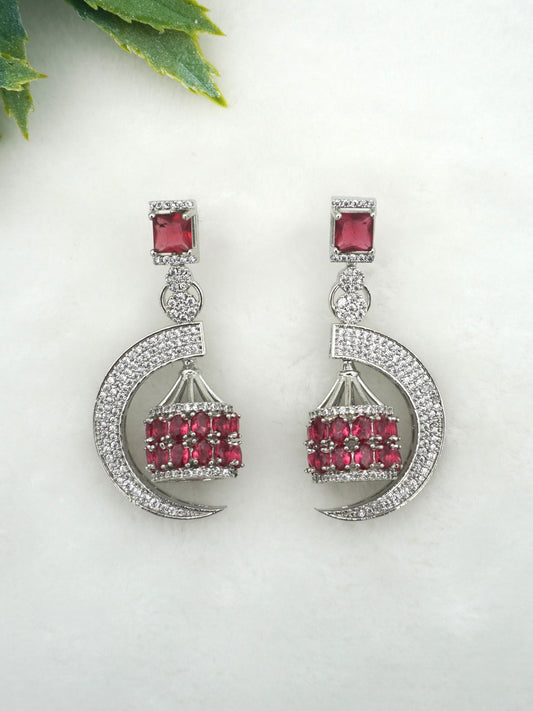RUBY CRESCENT ZIRCONIA EARRINGS