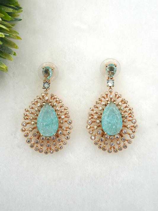 TURQUOISE MEGAN ZIRCONIA EARRINGS