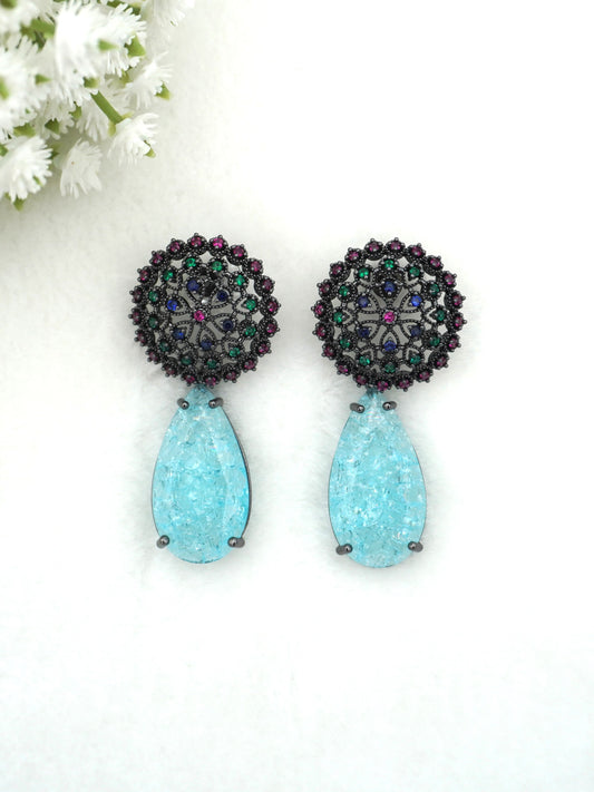 TURQUOISE REMY ZIRCONIA EARRINGS