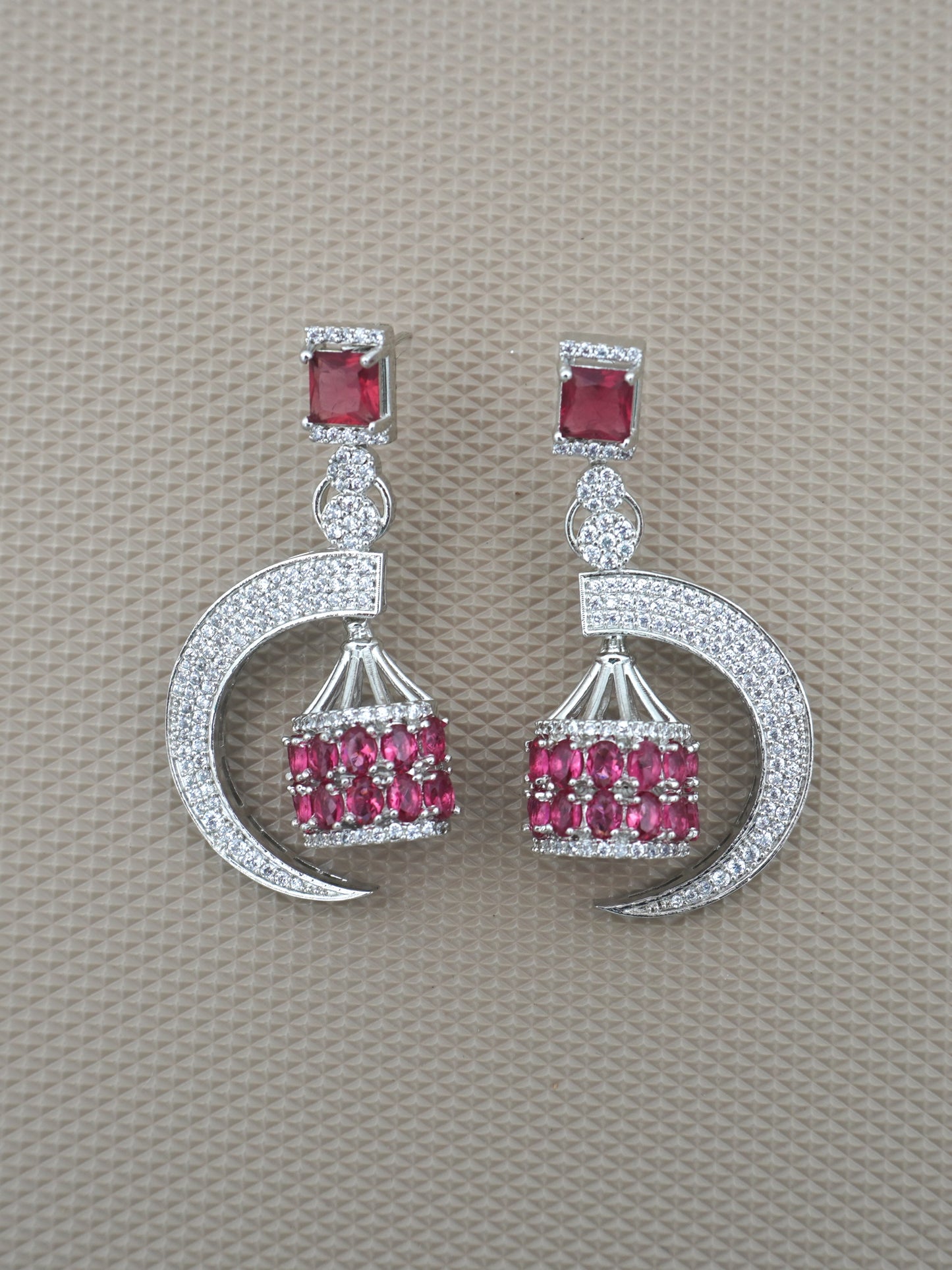 RUBY CRESCENT ZIRCONIA EARRINGS