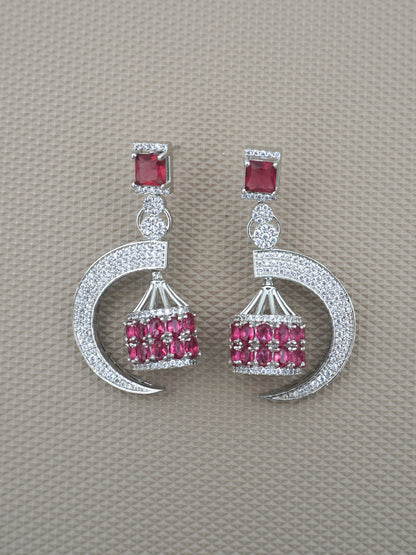 RUBY CRESCENT ZIRCONIA EARRINGS