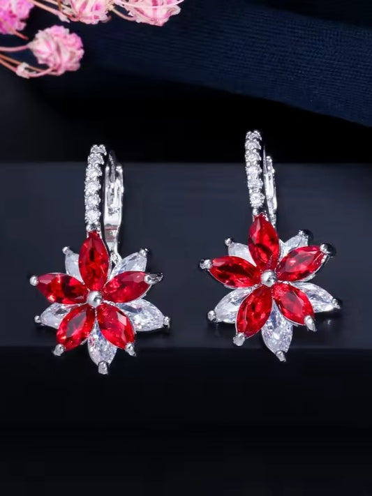 RED AUBRY ZIRCONIA EARRINGS