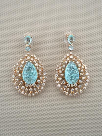 TURQUOISE MEGAN ZIRCONIA EARRINGS