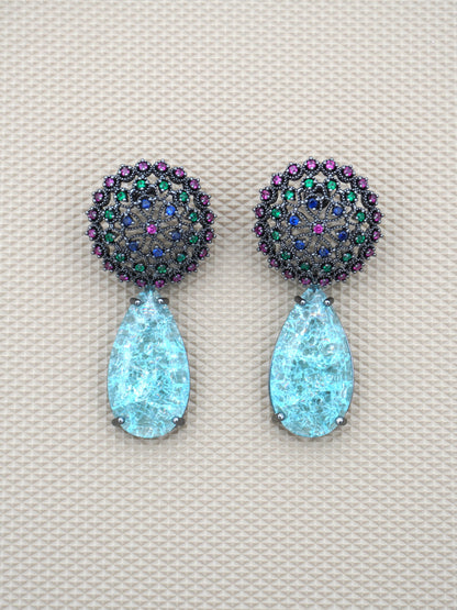 TURQUOISE REMY ZIRCONIA EARRINGS