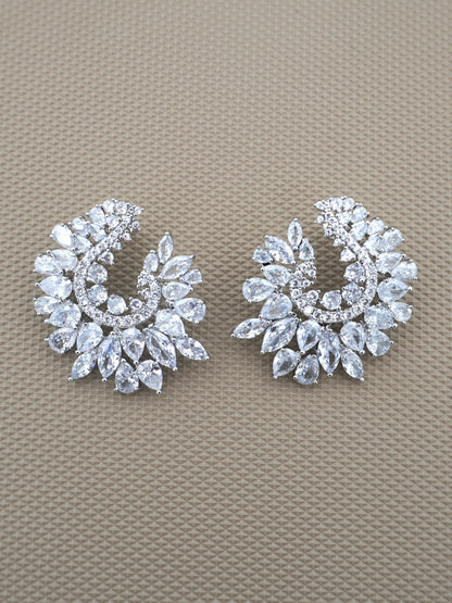 SILVER KYLIE ZIRCONIA EARRINGS