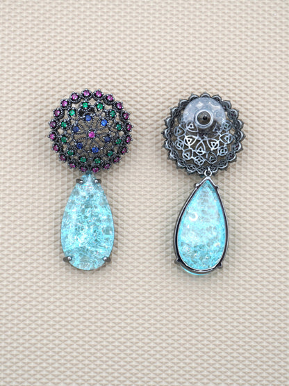 TURQUOISE REMY ZIRCONIA EARRINGS