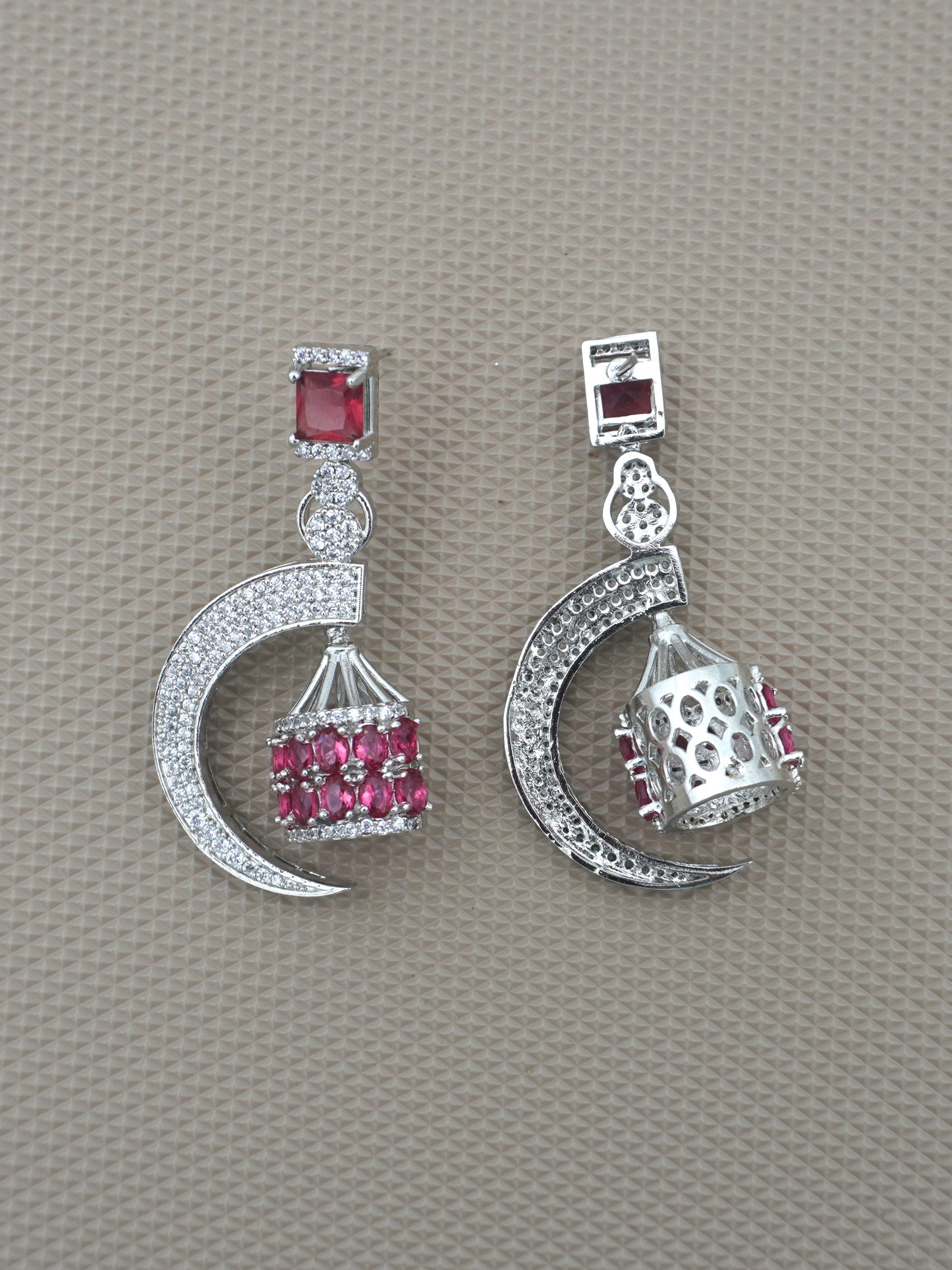 RUBY CRESCENT ZIRCONIA EARRINGS