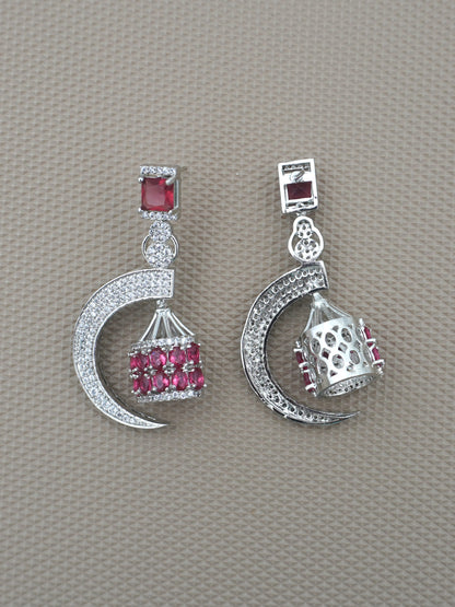 RUBY CRESCENT ZIRCONIA EARRINGS