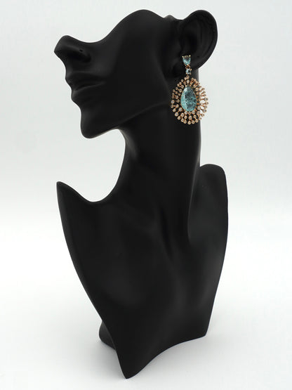 TURQUOISE MEGAN ZIRCONIA EARRINGS