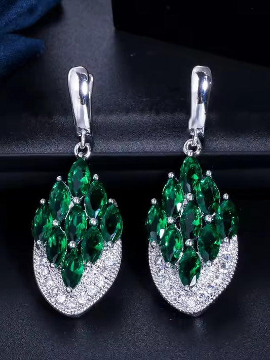 GREEN ADINA ZIRCONIA EARRINGS