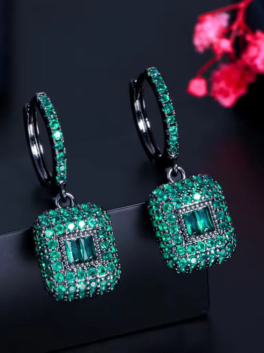 GREEN BECCA ZIRCONIA EARRINGS