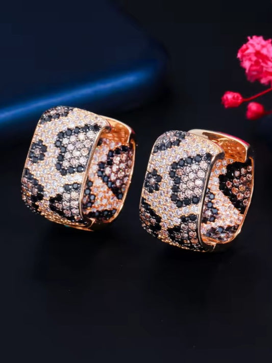 GOLD LEOPARD2 ZIRCONIA EARRINGS