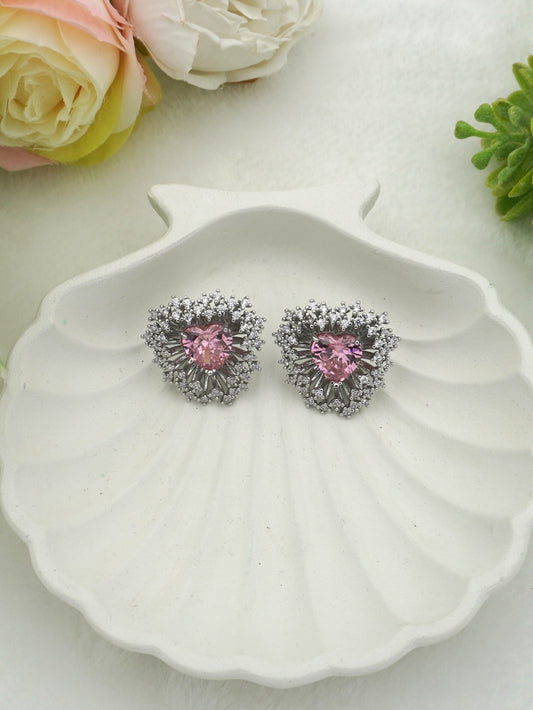 PINK AKSANA ZIRCONIA STUDS