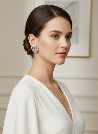 PINK AKSANA ZIRCONIA STUDS